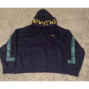 PUMA Road to Unity Hoodie Men's Size XL Gold Logos Navy Blue